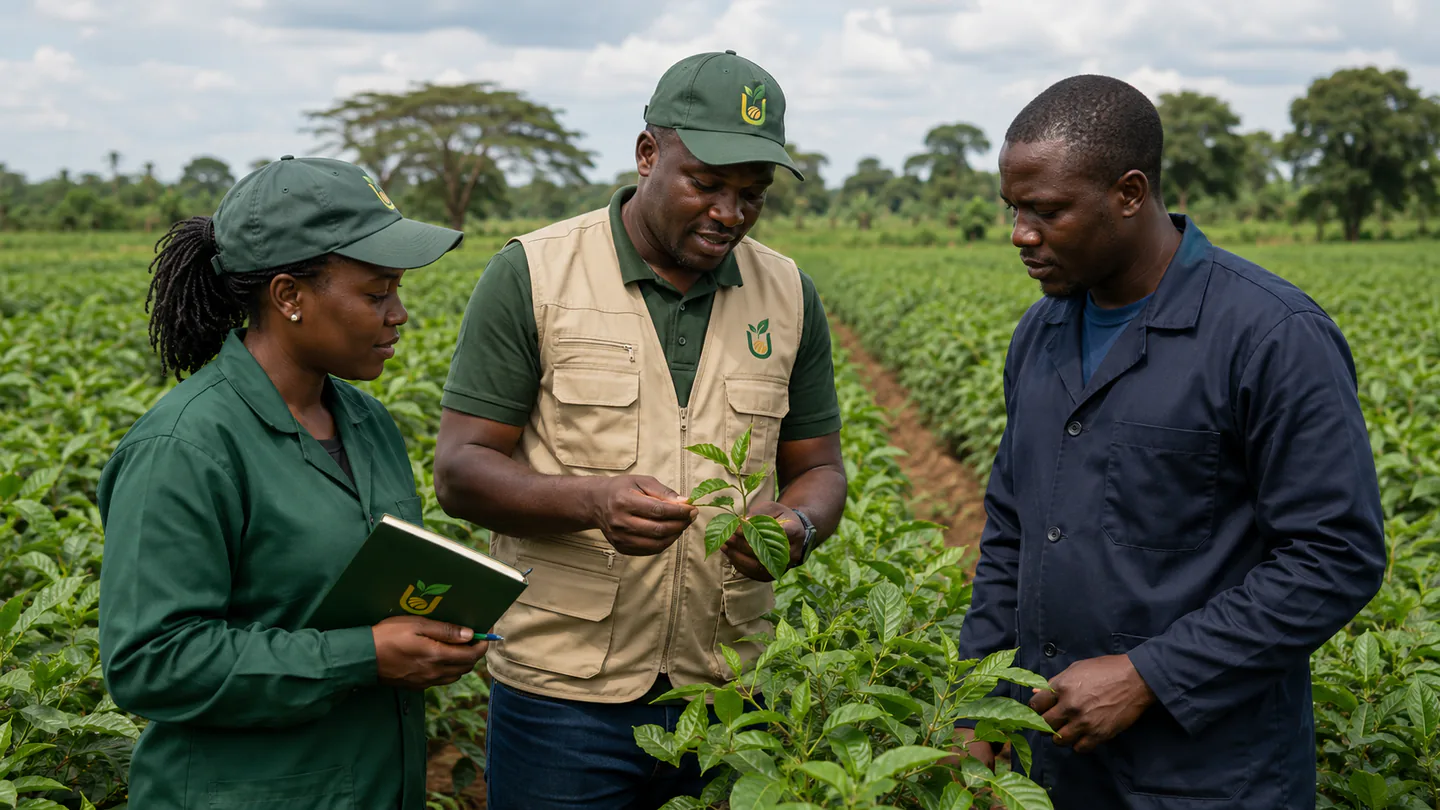 United Seeds team supervising crop rows in a seed multiplication field